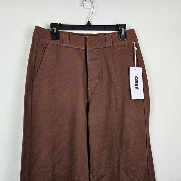 OBEY MILA Work Wide Leg Brown Pant Size 28 NWT - Picture 5 of 10